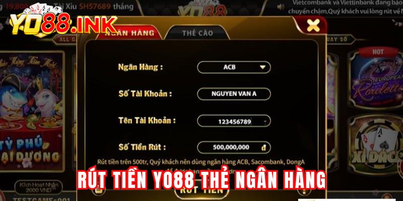 Cách rút tiền Yo88 bằng thẻ ATM